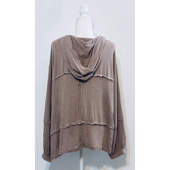 POL Women Size L Mix Media Wool Blend Hoodie Slouchy Boho Cozy Athleisure - Picture 7 of 12